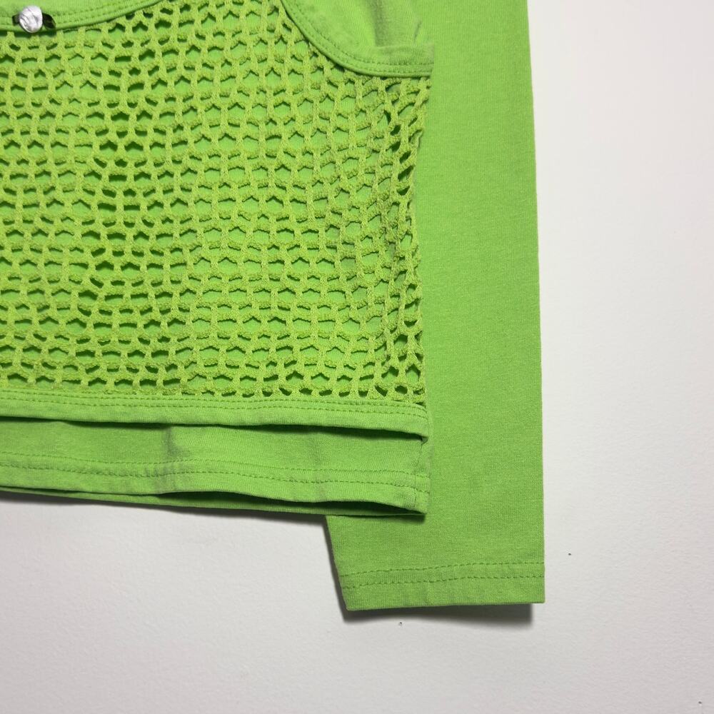 MAD ABOUT YOU Vintage 80s Lime Green Layered Crop Shirt Top Size XS - Picture 3 of 4